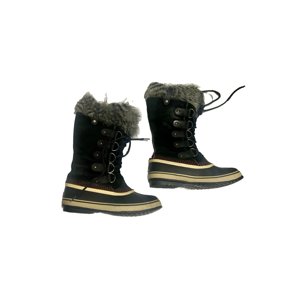 Sorel Womens Joan of Arctic Winter Boot Sz 10 Tall Black Suede Waterproof Fur